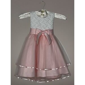 Rare Editions Blush Pink Mesh Basket Weave Tiered Dress 4 T Girls  Party Church
